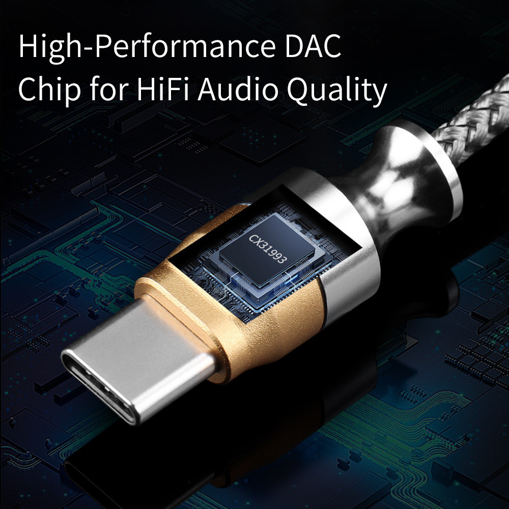 Qkz TC MAX + TC MAX PRO Adapter Sang Tai Nghe Cáp Âm Thanh Sang Điện Thoại Di Động Type-C Sang 3.5MM Chip Dây
