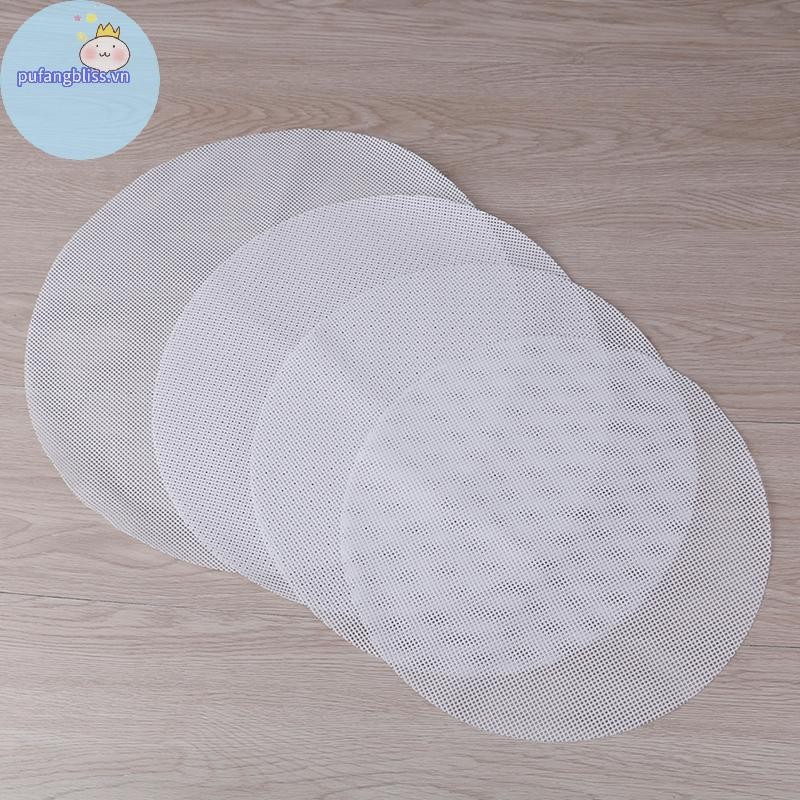 Pufangbliss Tròn Chống Dính Silicon Lưới Vải Nướng Bánh Lót Hấp Miếng Lót Bánh Bao Buns Thảm VN