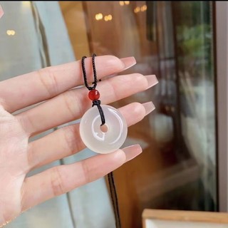Vòng cổ ngọc bích trắng Trung Quốc Dây bện cho nữ Quà tặng Phụ kiện trang sức
