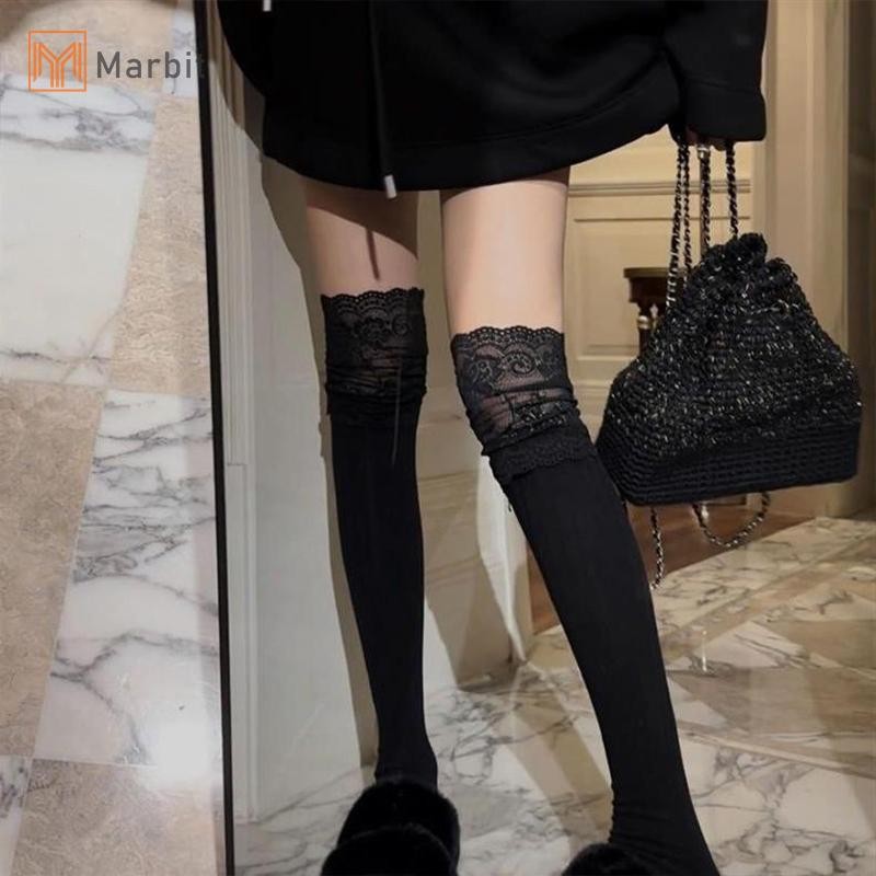 Marbit Thời Trang Thường Ngày Mùa Đông Ấm Áp Màu Trơn Co Giãn Nhật Bản Jk Tất Mới