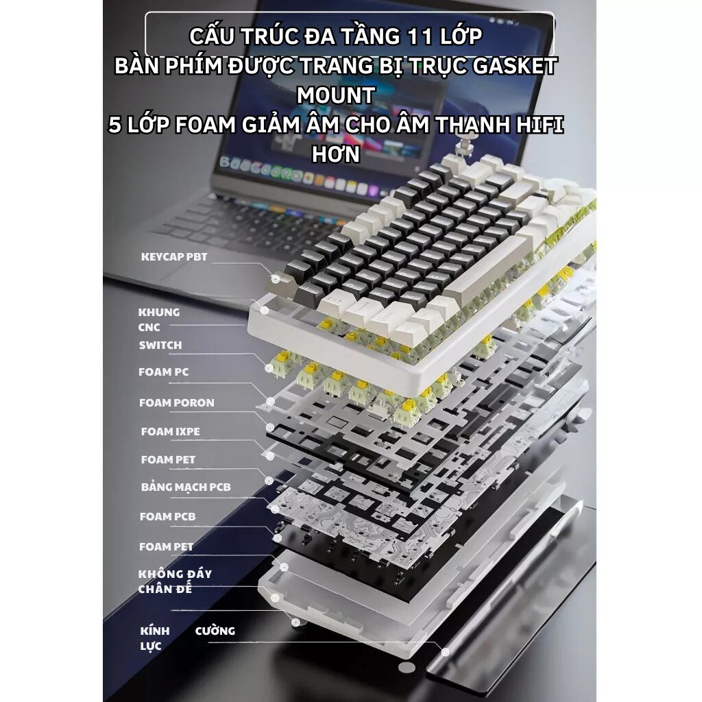 Bàn phím cơ nhôm CNC Attack Shark X86 - 3 mode kết nối- Led RGB- Hotsawp 5pin - Có núm | BigBuy360 - bigbuy360.vn