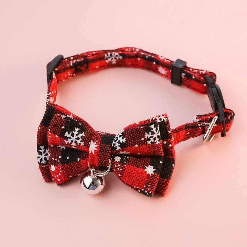 【Ready Stock】 Special Offer Christmas Bow Tie Pet Collar Santa Claus Cat Dog Bell Safety Buckle Ornament Decorative Bowknot 6e84
