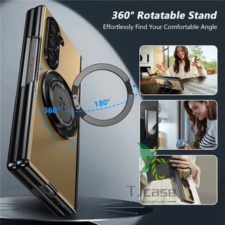 Giá đỡ xoay từ tính quân sự Bản lề Vỏ bọc đầy đủ Samsung Galaxy Z Fold 7 6 Z Fold 5 Z Fold 4 Z Fold 3 Sạc không dây Bánh răng cơ khí Giá đỡ vòng Vỏ phim