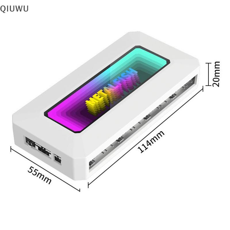 Qiuwu ARGB Bộ chia HUB tất cả trong một với 4Pin PWM để làm mát máy tính Bộ tản nhiệt CPU SYNC Bộ điều khiển từ xa dải đèn LED 5V 3Pin.