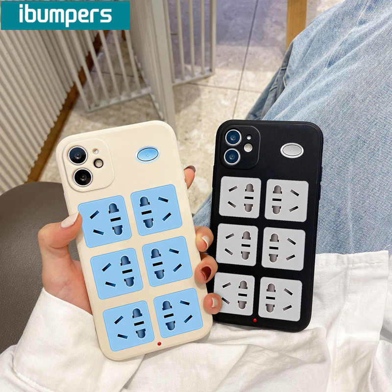 ibumpers Ốp Lưng IPhone Ngộ nghĩnh Độc Đáo Ổ Cắm Điện Họa Tiết Cho IPhone 16 15 14 12 13 11 Pro Max IP 7 8 Plus X XS XR Ốp Điện Thoại Silicon Mềm Chống Sốc