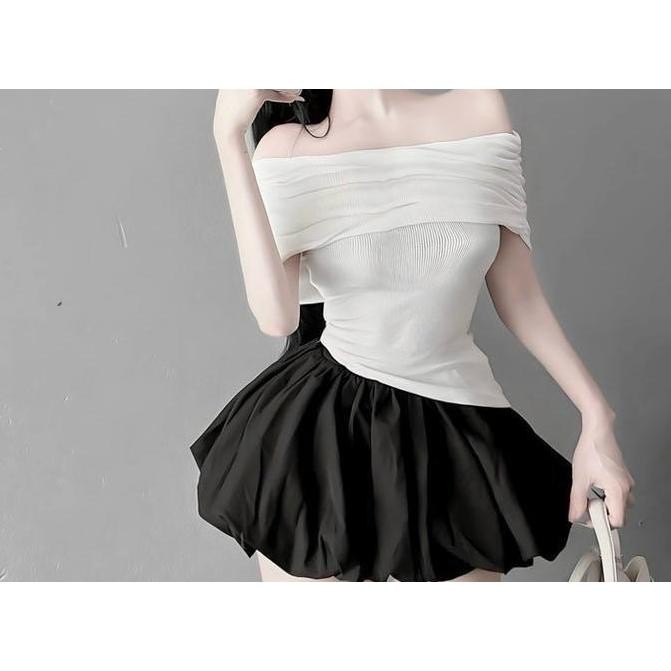 Chân váy nơ bồng đính nơ bản to có quần trong D499