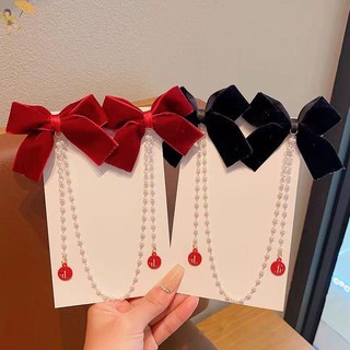 [Gou] Thanh Lịch Vintage Nơ Ngọc Trai sel Dây Xích Kẹp Tóc Ngọt Ngào Kẹp Tóc Thời Trang Phụ Kiện Tóc VN