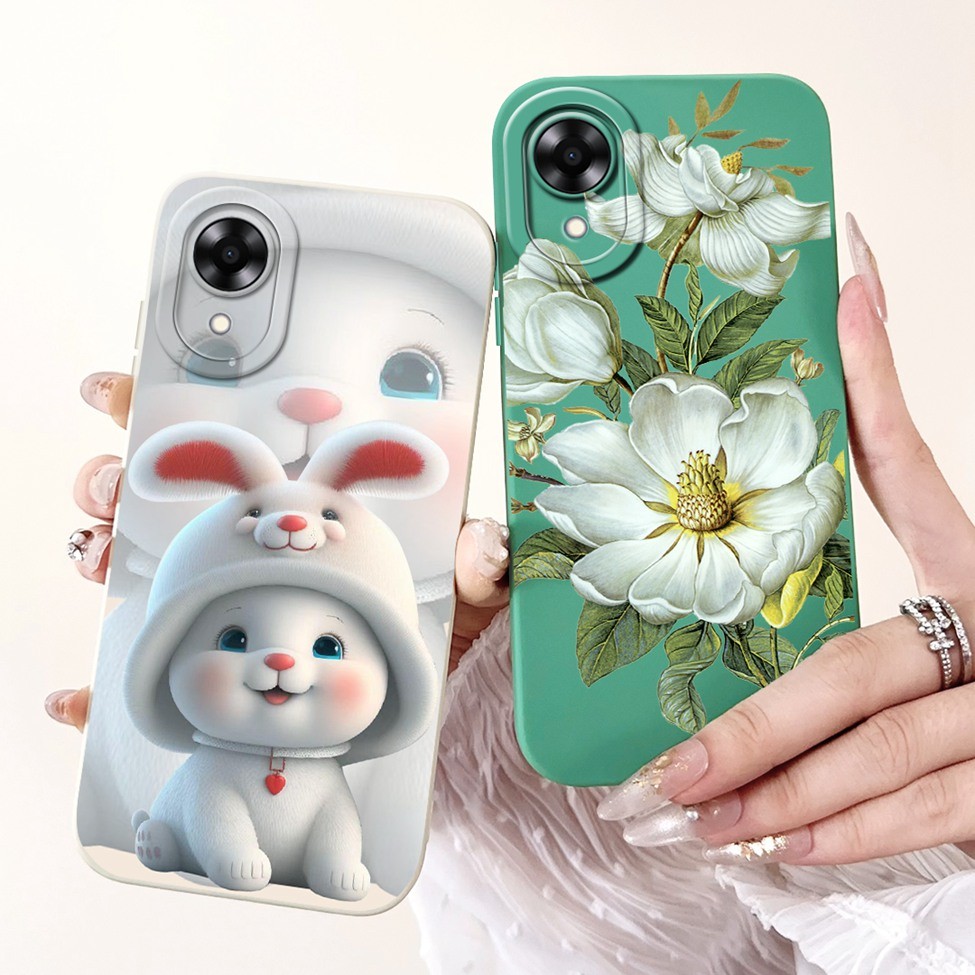 Ốp lưng Oppo A17k Mèo Gấu Trúc Thỏ Thời Trang Hoa Tình Yêu Ốp Lưng Oppo A17k CPH2471 Vỏ Điện Thoại Thẩm Mỹ