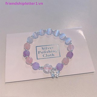 {Fh Fashion} Vòng tay đính cườm nơ pha lê ánh trăng Vòng tay đàn hồi nhẹ dành cho nữ Phụ kiện trang sức Quà tặng.