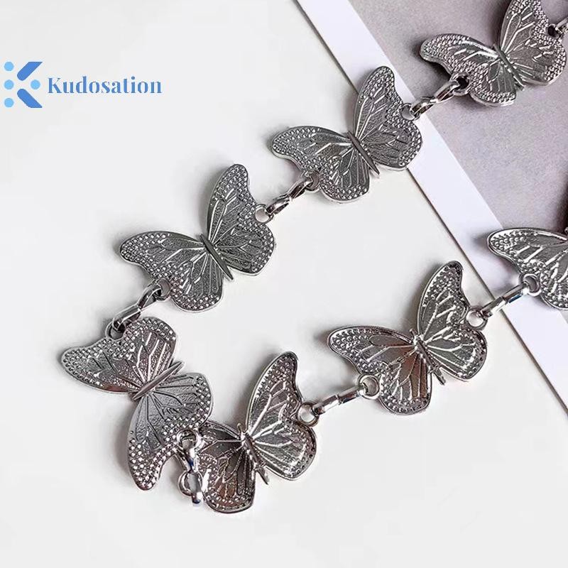 Kudosation Cá Tính Bạc Dây Thắt Lưng Cho Nữ Cô Gái Đơn Giản Punk Kim Loại Bụng Dây Xích Cơ Thể Dây Thắt Lưng