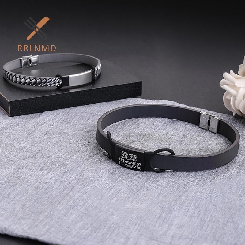Rrlnmd Pet Dog Tag Silicone Thép không gỉ Dog ID Tag Khắc cổ chó Chống thất lạc Bảng tên thú cưng Thẻ chó mèo MỚI