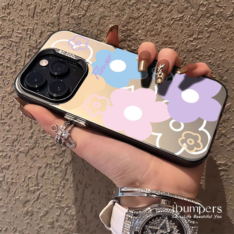 ibumpers Ốp Điện Thoại iPhone Ngọt Ngào Họa Tiết Hoa Tươi Cho IPhone 16 15 14 12 13 11 Pro Max Ốp Lưng IMD Cứng Và Nhẵn