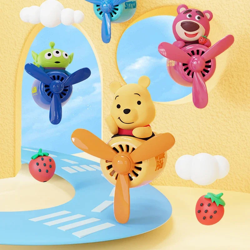 Pooh Gấu Xe Làm Mát Không Khí Kawaii Cánh Quạt Thông Hơi Kẹp Nước Hoa Để Trang Trí Nội Thất Ô Tô Dễ Thương Máy Khuếch Tán Hương Thơm Quà Tặng Cho Trẻ Em Phụ Nữ