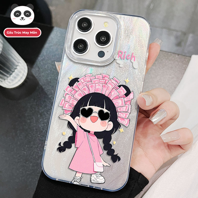 Ốp Lưng iPhone Cô Gái Phát Tài Công Nghệ IMD - Chống Vân Tay & Chống Trầy | Tương Thích iPhone 16/15/14/13/12/11 Pro Max