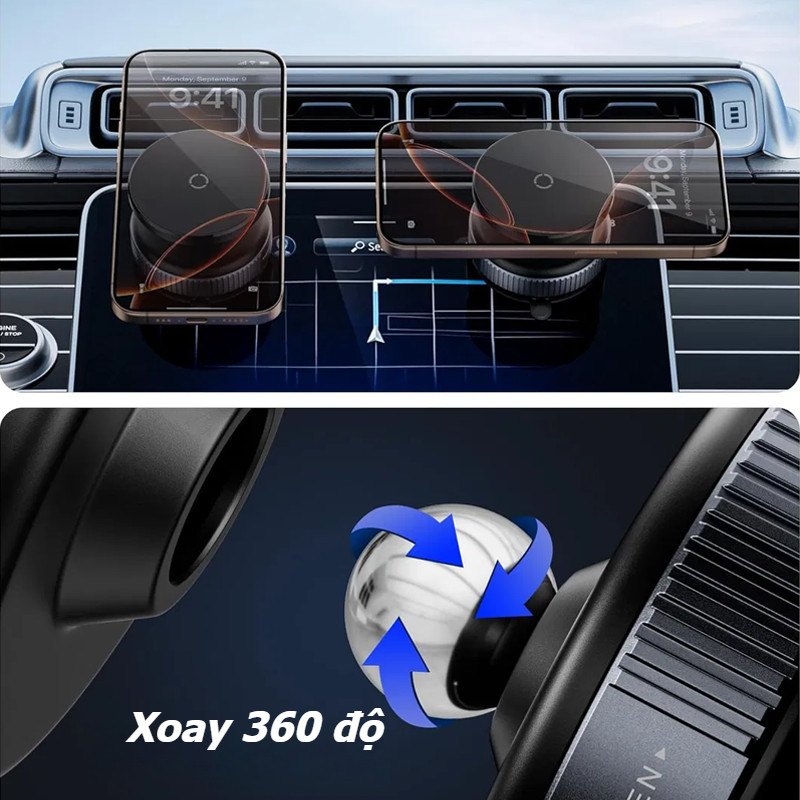 Giá đỡ điện thoại từ tính chân không,360 ° vòng quay hấp phụ chân không,thích hợp cho ô tô/bàn