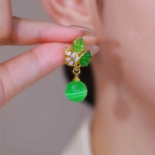 Thiết Kế Niche Xanh Opal Vòng Bông Tai Nữ Tính Khí Bông Tai Bông Tai Phong Cách Mới Bông Tai