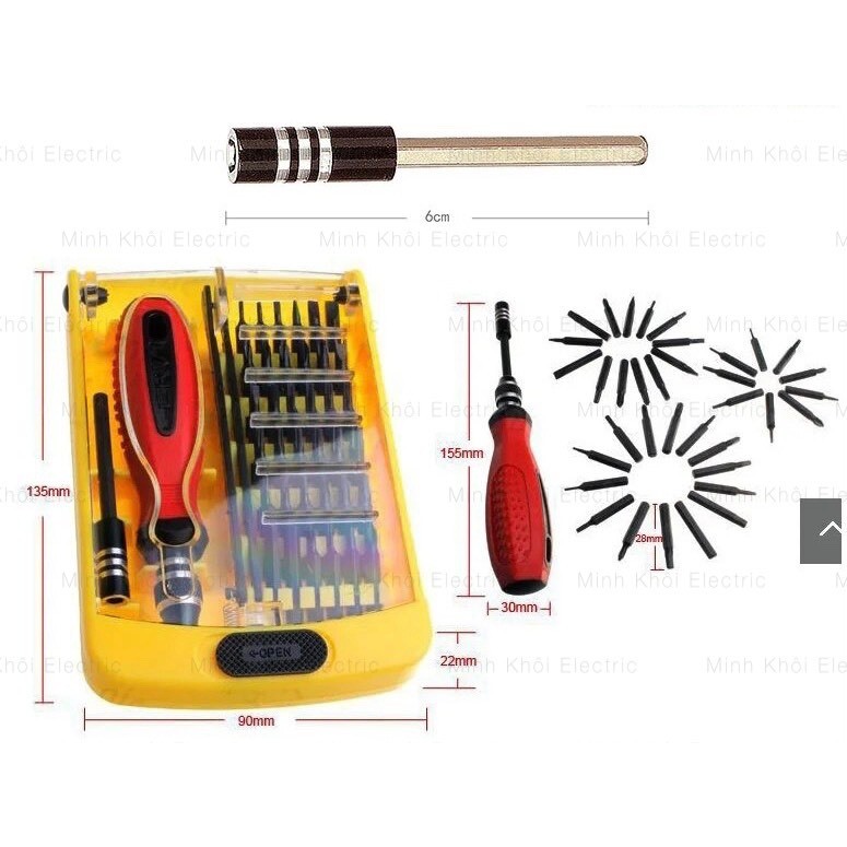 Bộ tô vít đa năng 38 món Jackly JK-6088A,bộ tua vít sửa điện thoại,hộp tuốc nơ vít,mũi vít từ tính,tua vít,bộ lục lăng