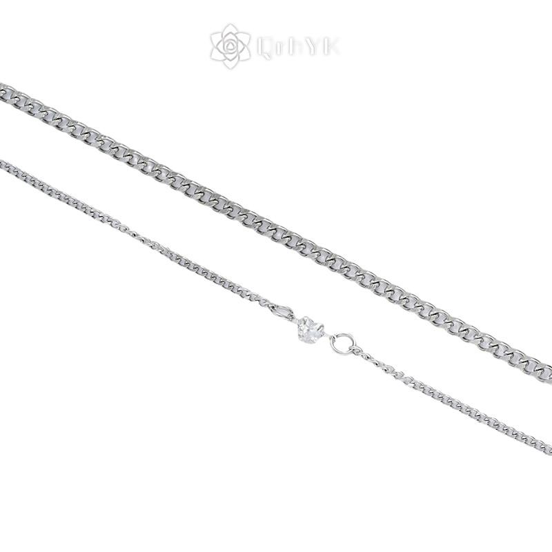 QrhYK Đơn Giản Thời Trang Thép Không Gỉ Vòng Tay Bộ Dành Cho Cặp Đôi Unisex Nam Nữ Tình Yêu Pha Lê Trái Tim Bạc Dây Xích Vòng Tay Trang Sức Quà Tặng Mới