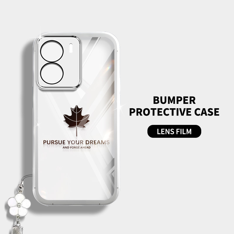 Ốp Điện Thoại Trong Suốt Màu Kẹo YBD Cho Redmi A5 Turbo 4 Pro Xiaomi POCO F7 5G POCO C71 Họa Tiết Lá Phong Có Dây Treo
