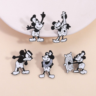 Disney Nhân Vật Hoạt Hình Chuột Mickey Men Trâm Dễ Thương Đen Trắng Hoạt Hình Anime Huy Hiệu Ba Lô Phụ Kiện Kim Loại Pin Quà Tặng Cho Bạn Bè