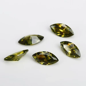 5A Olive Green Marquise Cut CZ Đá 1.5x3mm ~ 8x16mm Cubic Zirconia rời cho trang sức DIY