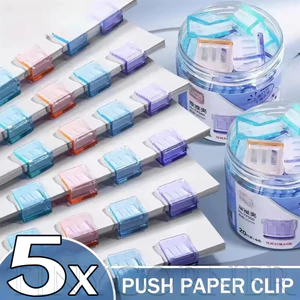 Kẹp giấy kéo đẩy Thư mục tập tin trong suốt, Đồ dùng học tập văn phòng các loại màu kẹo để sắp xếp tài liệu (5 CÁI)
