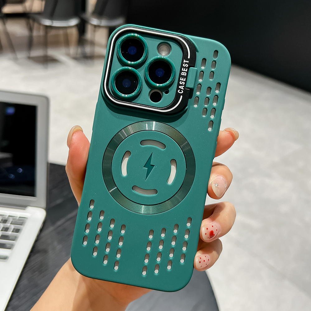 Quạt từ tính Giá đỡ ống kính nhiệt Vỏ điện thoại cho iPhone 17 Pro Max 16 Plus 15 14 13 12 11 Vỏ bảo vệ chống sốc