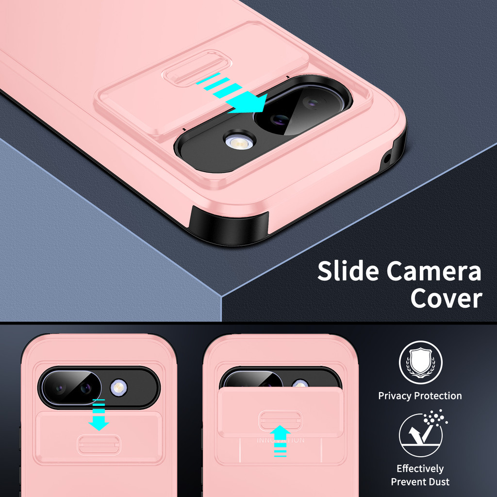 Ốp Chống Sốc 2 Trong 1 Cho Google Pixel 9A 9 XL 8 8A 7 6A 9 Pro 5G 4G Trượt Camera Vòng Đứng Mặt Sau Vỏ Điện Thoại