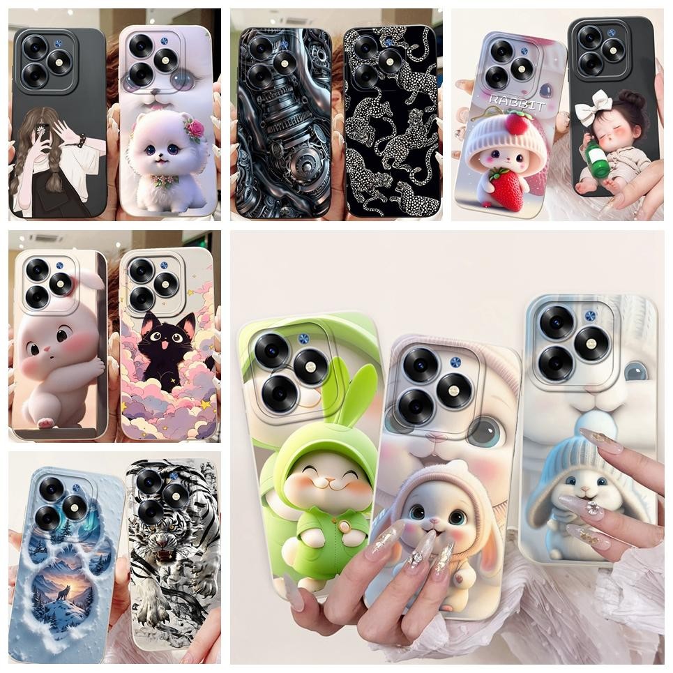 Ốp Cho Infinix Smart 8 X6525 Ốp lưng Smart 8 Plus 8 Pro Smart8 HD X6526 Ốp Lưng Thỏ Wofl Da Báo Hoạt Hình Silicon Mềm