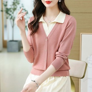 Dệt kim áo Polo cổ len nữ, thiết kế ôm dáng phù hợp thu đông