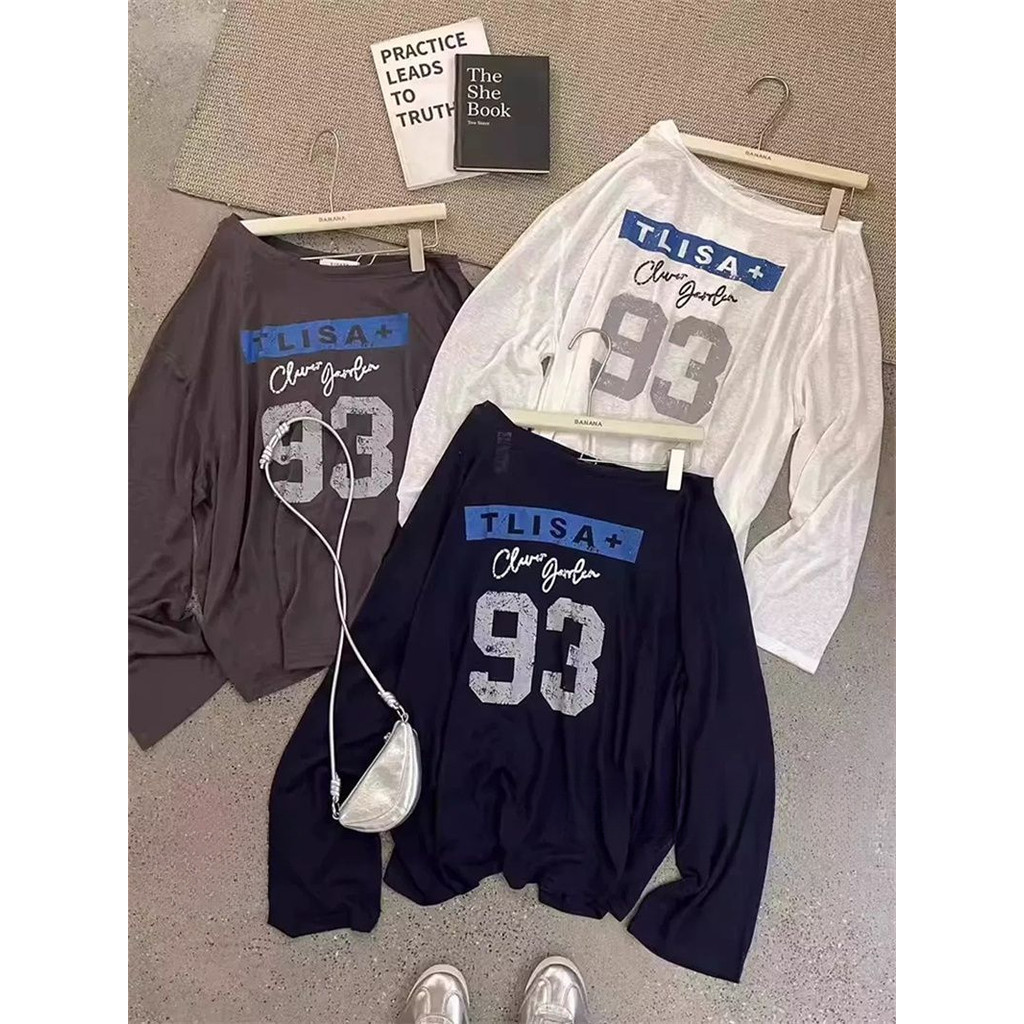 Milyfashion Phong Cách Mới Xù Vai Chống Nắng Dài Tay T Rời Mỏng Hơn Nhìn Đơn Giản Top Quần Áo Nữ