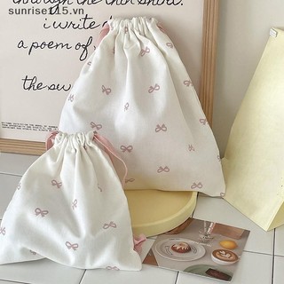 Ssvn Dễ Thương Nơ Màu Hồng In Hình Du Lịch Chăm Sóc Da Dây Rút Túi Bảo Quản Túi Trang Điểm Túi Quần Áo Túi Sắp Xếp Di Động.
