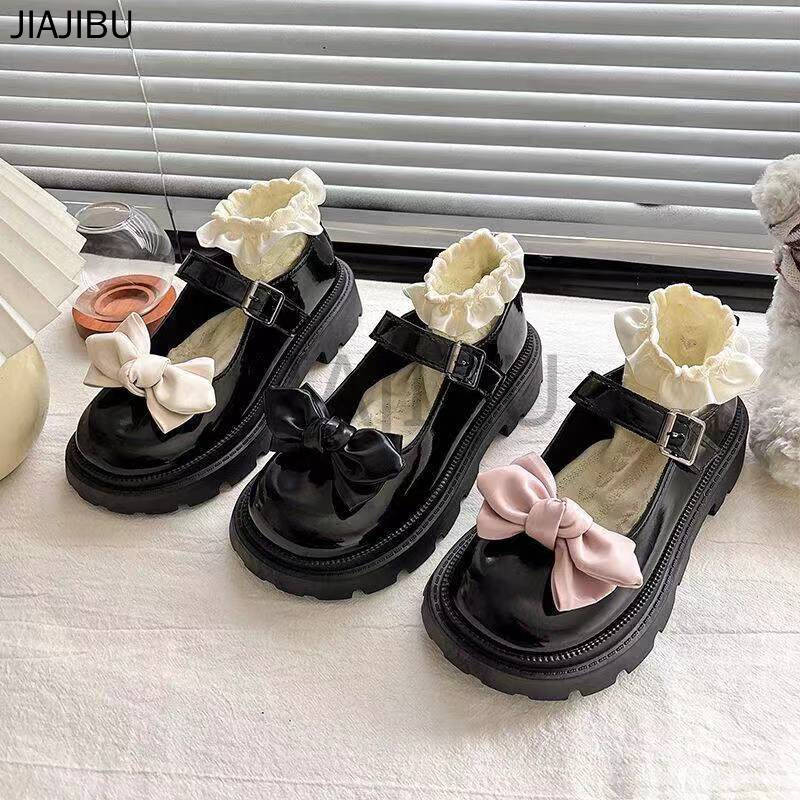 Size 34-46 Giày Nữ Size Lớn Chất Lượng Cao 45 Korean Fashion Platform Mary Jane Shoes 44 Giày Đi Học Gót Dày Màu Đen 43 Giày Công Chúa Cosplay Nơ Kiểu Pháp 42 Japanese JK Uniform Lolita Doll Shoes Giày Da Nhỏ Mũi Tròn Chống Trượt Phong Cách Anh Có Gót Dày