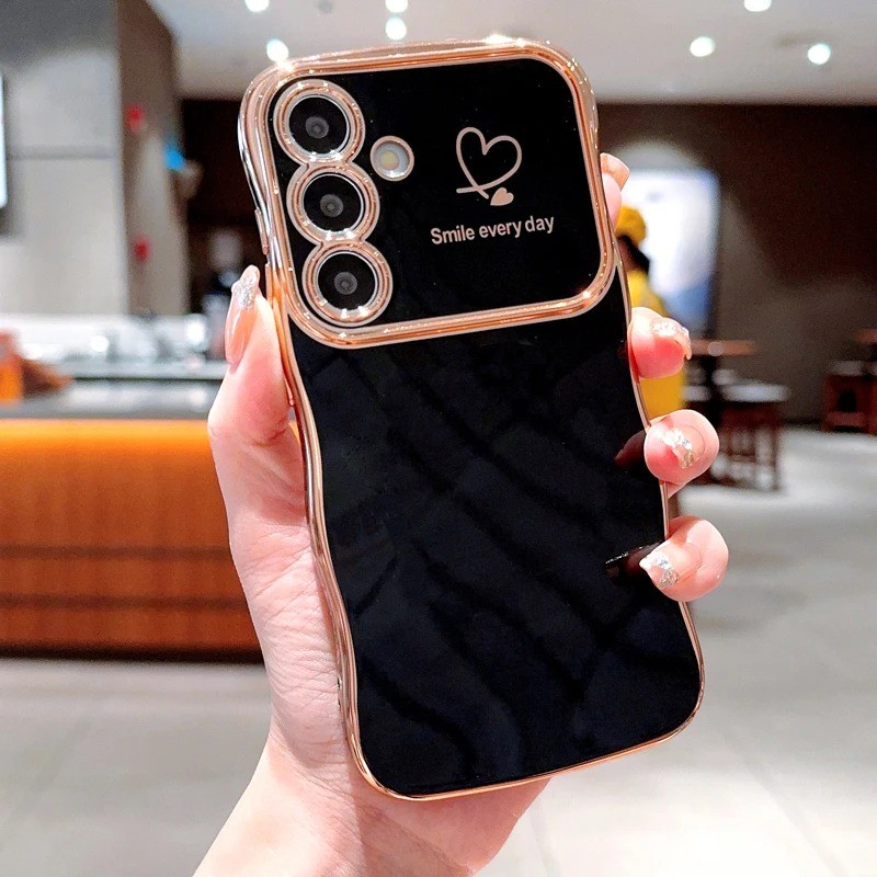 Ốp điện thoại TPU mềm mạ Luxur cho Samsung Galaxy A55 A54 A16 A15 A14 A25 A35 A34 5G A24 Side Love Heart Vỏ chống sốc