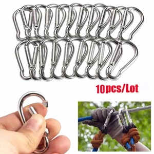 Set 10 Móc Khóa Carabiner Chữ D Mini Bằng Hợp Kim Nhôm Tiện Dụng Khi Đi Cắm Trại FE123
