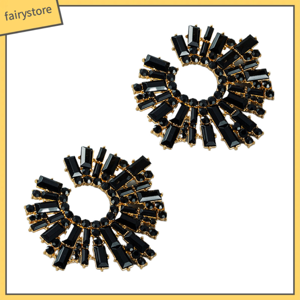 Fairystore| 1 Đôi Bông Tai Tòn Ten Thanh Lịch Cho Đám Cưới Hình Hoa Vintage Bông Tai Sáng Bóng