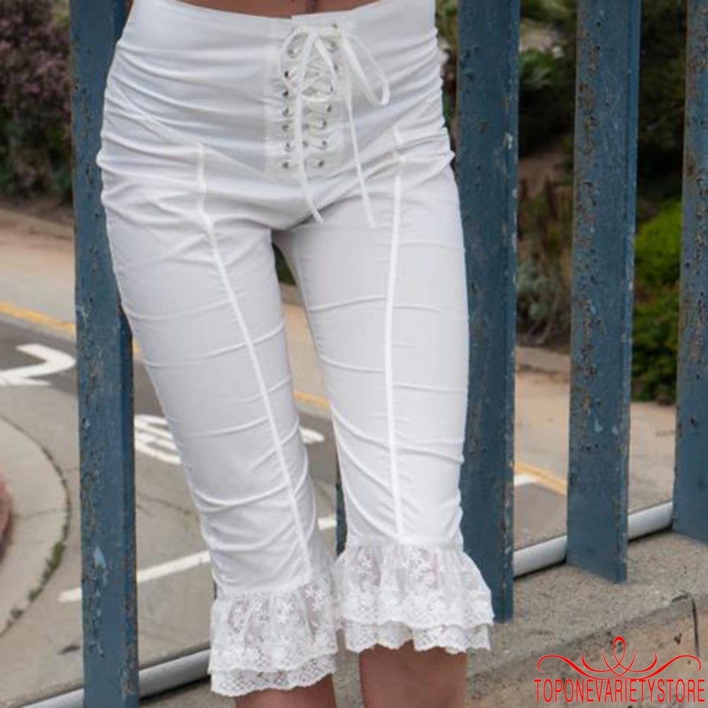 Topone-nữ Mùa Hè Ren Xù Mặt Trước Đeo Chéo Quần Short Thường Ngày