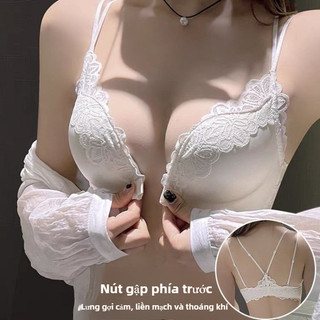 Da báo in khóa phía trước lưng đẹp ngực nhỏ tập hợp không có vòng thép áo ngực để ngăn ngừa chảy xệ bên ngực ren liền mạch đồ lót gợi cảm dành cho nữ