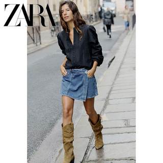 Áo Sơ mi Zara made in Morocco Thêu đột rỗng Cotton Dài Tay