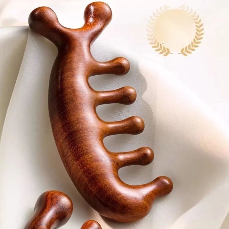 Cơ Thể Kinh Tuyến Massage Lược Bắt chước Gỗ Đàn Hương Năm Răng Rộng Lược Châm Cứu Trị Liệu Tuần Hoàn Máu Chống Tĩnh Điện Tóc Mịn