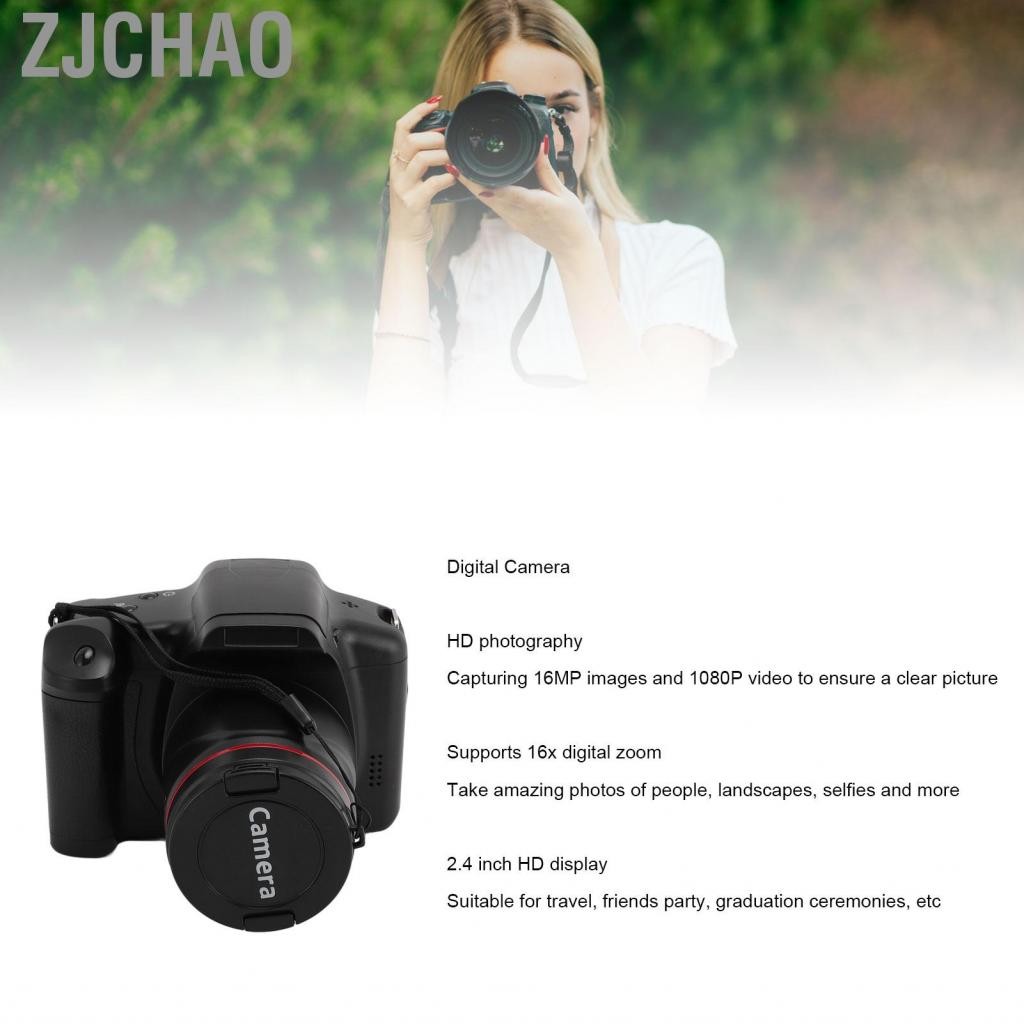 Zjchao Máy Ảnh Kỹ Thuật Số 16MP HD Màn Hình Lật 180° 1080P 16X Zoom 2.4 Inch Máy Ảnh Du Lịch Nhỏ Gọn Để Chụp Ảnh