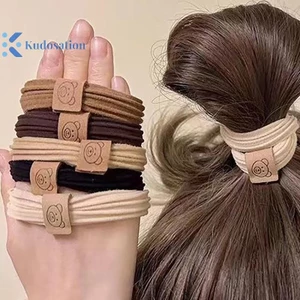 Kudosation Độ đàn hồi cao Dây buộc tóc dày Gấu dễ thương Dây cao su Phụ kiện tóc nữ