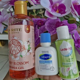 Combo 3 Món cho nữ: 1 Chai sữa tắm Purite 250ml+ 1 Sữa rửa mặt Ce taphil 59ml+1 Dung dịch vệ sinh Lac tacy 60ml