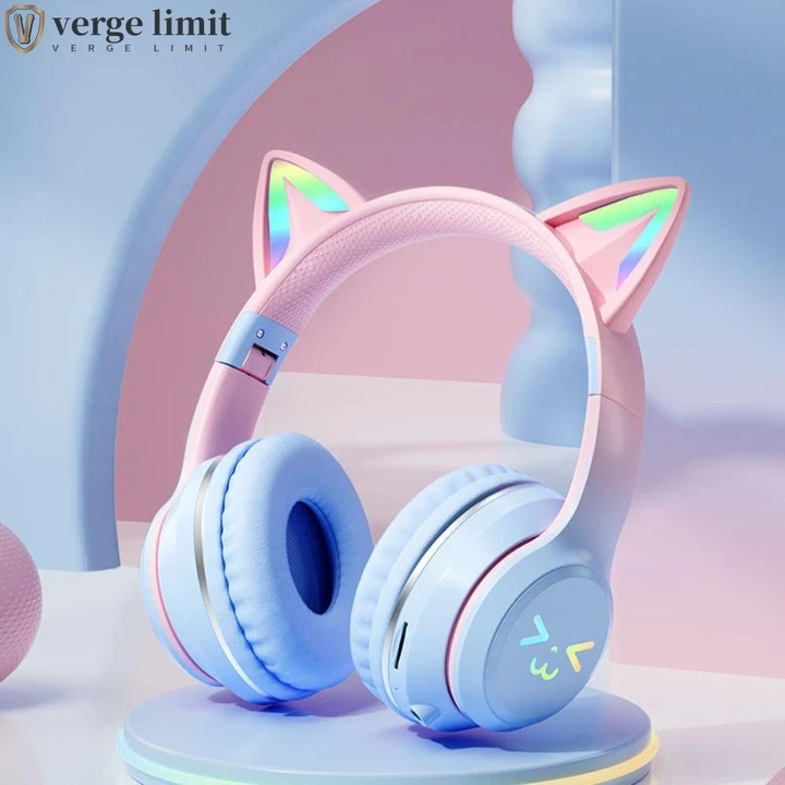 Tai nghe không dây chuyển màu VERGE LIMIT, Tai nghe Bluetooth không dây qua tai mèo, Tai nghe âm thanh nổi HiFi Gradient Bluetooth bảo vệ tai mèo qua tai Tai nghe điện thoại PC