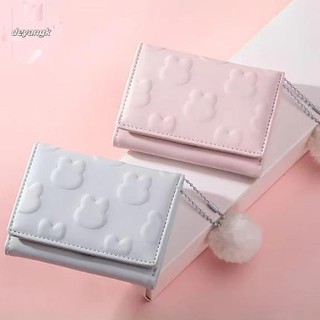 Deyangk Hoạt Hình Ví Nhỏ Dễ Thương Hàn Quốc Ví Ngắn Nữ Màu Trơn Họa Tiết Dễ Thương Đơn Giản Nhiều Thẻ Túi Zero Ví VN