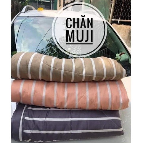Chăn hè đũi Muji kẻ sọc poly cotton xuất Nhật, Chăn cho mùa hè