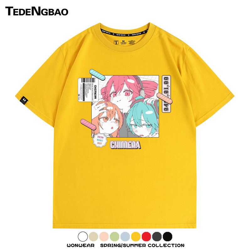 Accent teto teto Hai Chiều miku Girl ACG Kế Hoạch Ca Sĩ Hàng Hóa Áo Thun Mùa Hè Cotton Nguyên Chất Tay Ngắn
