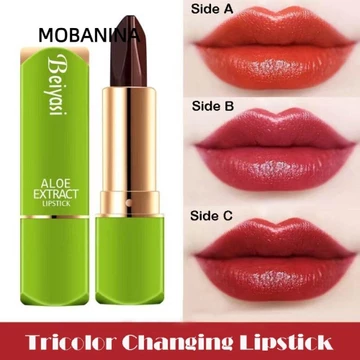 Son môi đổi màu MOBANINA, Son môi dưỡng ẩm ba màu, Son môi dưỡng ẩm chống trượt chống dính chống dính