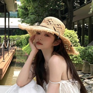 ✨2025 Vành Lớn Raffia Mũ Rơm Nữ Đi Biển Du Lịch Kỳ Nghỉ Chống Nắng Mũ Chống Nắng Mũ Chống Nắng Rỗng Che Mặt Mũ 25.4.8