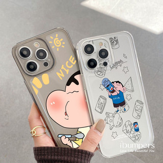 ibumpers Ốp Điện Thoại iPhone Phim Hoạt Hình Vui Nhộn Crayon Shin Họa Tiết Cặp Đôi Ốp Lưng Trong Suốt TPU Mềm Chống Sốc Cho IPhone 16 15 14 12 13 11 Pro Max IP 7 8 Plus X XS XR